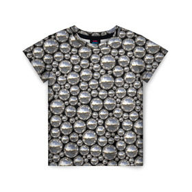 Детская футболка 3D с принтом Серебряные шары , 100% гипоаллергенный полиэфир | прямой крой, круглый вырез горловины, длина до линии бедер, чуть спущенное плечо, ткань немного тянется | серебро | шар | шарики | шары