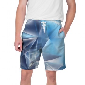 Мужские шорты 3D с принтом Blue abstract ,  полиэстер 100% | прямой крой, два кармана без застежек по бокам. Мягкая трикотажная резинка на поясе, внутри которой широкие завязки. Длина чуть выше колен | 