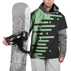 Накидка на куртку 3D с принтом Геометрический Инь Янь , 100% полиэстер |  | геометрия | зеленый | линии | полосы | фисташковый | черный