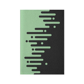 Обложка для паспорта матовая кожа с принтом Геометрический Инь Янь , натуральная матовая кожа | размер 19,3 х 13,7 см; прозрачные пластиковые крепления | Тематика изображения на принте: геометрия | зеленый | линии | полосы | фисташковый | черный