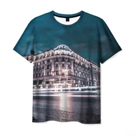Мужская футболка 3D с принтом 870 лет Москве , 100% полиэфир | прямой крой, круглый вырез горловины, длина до линии бедер | hdr | асфальт | день города | здание | небо | тверская | улица | цао | центр города