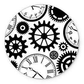 Коврик круглый с принтом Часы и шестеренки , резина и полиэстер | круглая форма, изображение наносится на всю лицевую часть | pattern | узор | часы