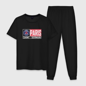 Мужская пижама хлопок с принтом Paris Saint-Germain - New collections 2018 , 100% хлопок | брюки и футболка прямого кроя, без карманов, на брюках мягкая резинка на поясе и по низу штанин
 | psg | псж