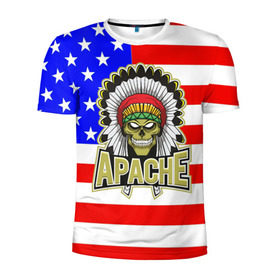 Мужская футболка 3D спортивная с принтом Индейцы Apache , 100% полиэстер с улучшенными характеристиками | приталенный силуэт, круглая горловина, широкие плечи, сужается к линии бедра | apache | usa | америка | американец | индейцы | символика америки | сша