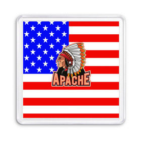Магнит 55*55 с принтом Apache , Пластик | Размер: 65*65 мм; Размер печати: 55*55 мм | Тематика изображения на принте: apache | usa | америка | американец | индейцы | символика америки | сша