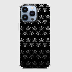 Чехол для iPhone 13 Pro с принтом Пиратский pattern ,  |  | bones | buccaneer | corsair | filibuster | freebooter | picaroon | pirate | rover | голова | кости | пират | скелет | череп