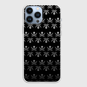 Чехол для iPhone 13 Pro Max с принтом Пиратский pattern ,  |  | Тематика изображения на принте: bones | buccaneer | corsair | filibuster | freebooter | picaroon | pirate | rover | голова | кости | пират | скелет | череп