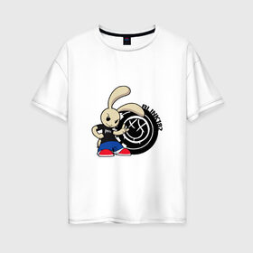 Женская футболка хлопок Oversize с принтом Заяц Blink-182 , 100% хлопок | свободный крой, круглый ворот, спущенный рукав, длина до линии бедер
 | альтернативный | блинк | панк рок | поп панк | скейт панк