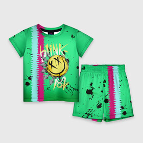 Детский костюм с шортами 3D с принтом Blink 182 ,  |  | Тематика изображения на принте: blink | альтернативный рок | блинк | зеленый | линии | марк хоппус | музыка | мэтт скиба | панк | панк рок | песни | полосы | поп панк | рок | скейт панк | смайл | трэвис баркер