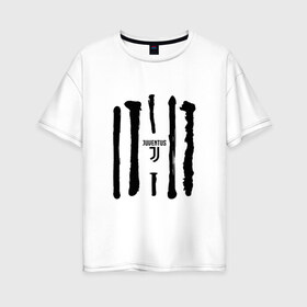 Женская футболка хлопок Oversize с принтом Juventus - Drawing paint (Collections 2018) , 100% хлопок | свободный крой, круглый ворот, спущенный рукав, длина до линии бедер
 | juve | юве | ювентус