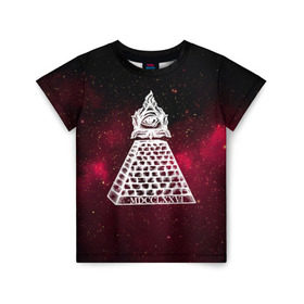Детская футболка 3D с принтом Масонский символ , 100% гипоаллергенный полиэфир | прямой крой, круглый вырез горловины, длина до линии бедер, чуть спущенное плечо, ткань немного тянется | вселенная | звезды | космос | масонский символ | массоны