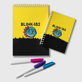 Блокнот с принтом Blink-182 город , 100% бумага | 48 листов, плотность листов — 60 г/м2, плотность картонной обложки — 250 г/м2. Листы скреплены удобной пружинной спиралью. Цвет линий — светло-серый
 | blink | альтернативный рок | блинк | город | желтый | марк хоппус | музыка | мэтт скиба | панк | панк рок | песни | поп панк | рок | скейт панк | смайл | солнце | трэвис баркер