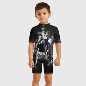 Детский купальный костюм 3D с принтом Slipknot iowa , Полиэстер 85%, Спандекс 15% | застежка на молнии на спине | Тематика изображения на принте: slipknot | альтернативный метал | грув метал | комбинезон | маска | метал | мрачный | ню метал