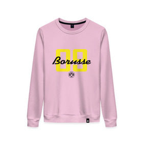 Женский свитшот хлопок с принтом Borussia Dortmund - Borusse 09 (New 2018 Design) , 100% хлопок | прямой крой, круглый вырез, на манжетах и по низу широкая трикотажная резинка  | боруссия дортмунд
