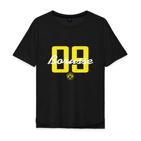 Мужская футболка хлопок Oversize с принтом Borussia Dortmund - Borusse 09, for black (New 2018 Design) , 100% хлопок | свободный крой, круглый ворот, “спинка” длиннее передней части | боруссия дортмунд