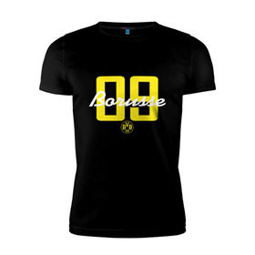 Мужская футболка премиум с принтом Borussia Dortmund - Borusse 09, for black (New 2018 Design) , 92% хлопок, 8% лайкра | приталенный силуэт, круглый вырез ворота, длина до линии бедра, короткий рукав | Тематика изображения на принте: боруссия дортмунд