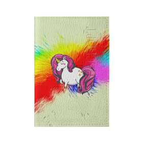 Обложка для паспорта матовая кожа с принтом Радужный Единорог , натуральная матовая кожа | размер 19,3 х 13,7 см; прозрачные пластиковые крепления | Тематика изображения на принте: краска | радуга | радужный единорог