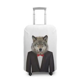 Чехол для чемодана 3D с принтом Волк , 86% полиэфир, 14% спандекс | двустороннее нанесение принта, прорези для ручек и колес | бабочка | волк | животные | костюм | природа | смокинг | собака