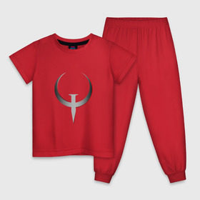 Детская пижама хлопок с принтом Quake Champions - Logo , 100% хлопок |  брюки и футболка прямого кроя, без карманов, на брюках мягкая резинка на поясе и по низу штанин
 | cq | q1 | q2 | q3 | quake champions | quake live