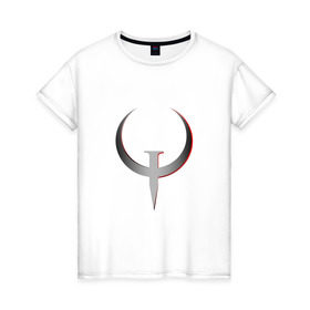 Женская футболка хлопок с принтом Quake Champions - Logo , 100% хлопок | прямой крой, круглый вырез горловины, длина до линии бедер, слегка спущенное плечо | cq | q1 | q2 | q3 | quake champions | quake live