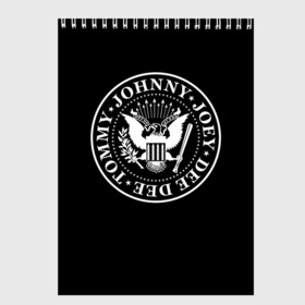 Скетчбук с принтом The Ramones , 100% бумага
 | 48 листов, плотность листов — 100 г/м2, плотность картонной обложки — 250 г/м2. Листы скреплены сверху удобной пружинной спиралью | punk | ramones | rock | панк | рамонс | рок