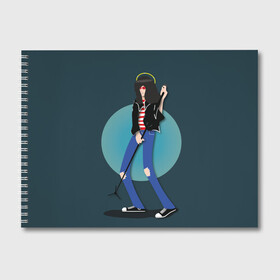Альбом для рисования с принтом Джоуи , 100% бумага
 | матовая бумага, плотность 200 мг. | Тематика изображения на принте: punk | ramones | rock | панк | рамонс | рок