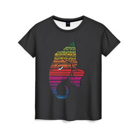 Женская футболка 3D с принтом Индийский слон , 100% полиэфир ( синтетическое хлопкоподобное полотно) | прямой крой, круглый вырез горловины, длина до линии бедер | india | будда | буддизм | индия | орнамент индии | символика индии | слон | хинди | этнический узор