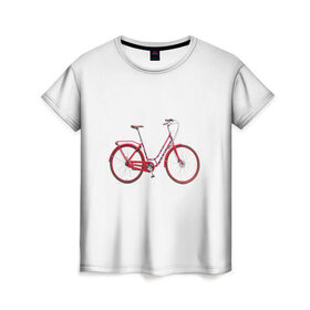 Женская футболка 3D с принтом Велосипед , 100% полиэфир ( синтетическое хлопкоподобное полотно) | прямой крой, круглый вырез горловины, длина до линии бедер | bicycle | байсикл | велик | красный | москва | педали