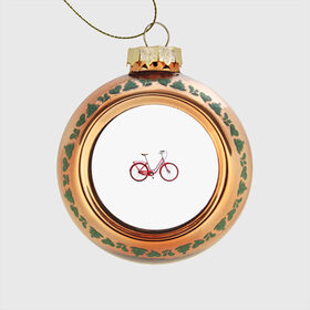 Стеклянный ёлочный шар с принтом Велосипед , Стекло | Диаметр: 80 мм | Тематика изображения на принте: bicycle | байсикл | велик | красный | москва | педали