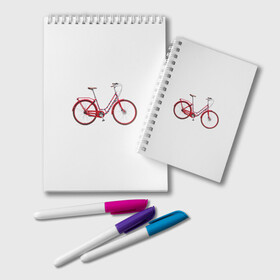 Блокнот с принтом Велосипед , 100% бумага | 48 листов, плотность листов — 60 г/м2, плотность картонной обложки — 250 г/м2. Листы скреплены удобной пружинной спиралью. Цвет линий — светло-серый
 | Тематика изображения на принте: bicycle | байсикл | велик | красный | москва | педали