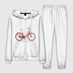 Мужской костюм 3D с принтом Велосипед , 100% полиэстер | Манжеты и пояс оформлены тканевой резинкой, двухслойный капюшон со шнурком для регулировки, карманы спереди | bicycle | байсикл | велик | красный | москва | педали