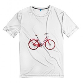 Мужская футболка 3D с принтом Велосипед , 100% полиэфир | прямой крой, круглый вырез горловины, длина до линии бедер | bicycle | байсикл | велик | красный | москва | педали