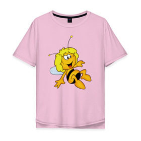 Мужская футболка хлопок Oversize с принтом пчелка Майя , 100% хлопок | свободный крой, круглый ворот, “спинка” длиннее передней части | Тематика изображения на принте: вилли | майя | мая | пчелка | пчёлка майя | флип