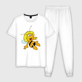 Мужская пижама хлопок с принтом пчелка Майя , 100% хлопок | брюки и футболка прямого кроя, без карманов, на брюках мягкая резинка на поясе и по низу штанин
 | вилли | майя | мая | пчелка | пчёлка майя | флип