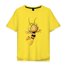 Мужская футболка хлопок Oversize с принтом пчелка Майя , 100% хлопок | свободный крой, круглый ворот, “спинка” длиннее передней части | вилли | майя | мая | пчелка | пчёлка майя | флип