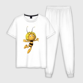 Мужская пижама хлопок с принтом пчелка Майя , 100% хлопок | брюки и футболка прямого кроя, без карманов, на брюках мягкая резинка на поясе и по низу штанин
 | Тематика изображения на принте: вилли | майя | мая | пчелка | пчёлка майя | флип