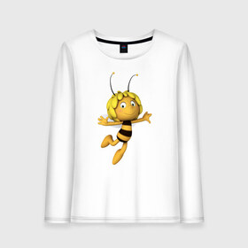Женский лонгслив хлопок с принтом пчелка Майя , 100% хлопок |  | Тематика изображения на принте: вилли | майя | мая | пчелка | пчёлка майя | флип
