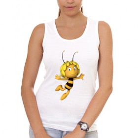 Женская майка хлопок с принтом пчелка Майя , 95% хлопок, 5% эластан |  | Тематика изображения на принте: вилли | майя | мая | пчелка | пчёлка майя | флип