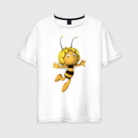 Женская футболка хлопок Oversize с принтом пчелка Майя , 100% хлопок | свободный крой, круглый ворот, спущенный рукав, длина до линии бедер
 | Тематика изображения на принте: вилли | майя | мая | пчелка | пчёлка майя | флип