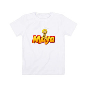 Детская футболка хлопок с принтом пчелка Майя , 100% хлопок | круглый вырез горловины, полуприлегающий силуэт, длина до линии бедер | 