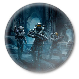 Значок с принтом Halo wars ,  металл | круглая форма, металлическая застежка в виде булавки | halo