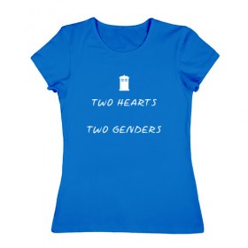 Женская футболка хлопок с принтом Два Сердца Тардис , 100% хлопок | прямой крой, круглый вырез горловины, длина до линии бедер, слегка спущенное плечо | 