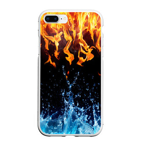 Чехол для iPhone 7Plus/8 Plus матовый с принтом Две стихии , Силикон | Область печати: задняя сторона чехла, без боковых панелей | cold | fire | ice | вода water | лёд | огонь | пламя | стихиz | холод