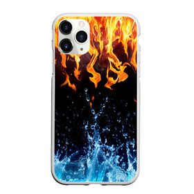 Чехол для iPhone 11 Pro Max матовый с принтом Две стихии , Силикон |  | cold | fire | ice | вода water | лёд | огонь | пламя | стихиz | холод