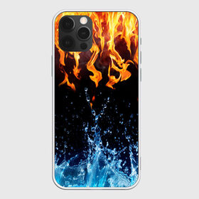 Чехол для iPhone 12 Pro Max с принтом Две стихии , Силикон |  | cold | fire | ice | вода water | лёд | огонь | пламя | стихиz | холод