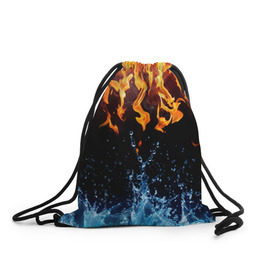Рюкзак-мешок 3D с принтом Две стихии , 100% полиэстер | плотность ткани — 200 г/м2, размер — 35 х 45 см; лямки — толстые шнурки, застежка на шнуровке, без карманов и подкладки | cold | fire | ice | вода water | лёд | огонь | пламя | стихиz | холод