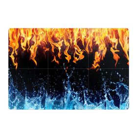 Магнитный плакат 3Х2 с принтом Две стихии , Полимерный материал с магнитным слоем | 6 деталей размером 9*9 см | cold | fire | ice | вода water | лёд | огонь | пламя | стихиz | холод