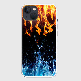 Чехол для iPhone 13 с принтом Две стихии ,  |  | cold | fire | ice | вода water | лёд | огонь | пламя | стихиz | холод