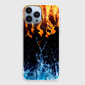 Чехол для iPhone 13 Pro Max с принтом Две стихии ,  |  | Тематика изображения на принте: cold | fire | ice | вода water | лёд | огонь | пламя | стихиz | холод