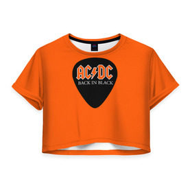 Женская футболка 3D укороченная с принтом AC/DC , 100% полиэстер | круглая горловина, длина футболки до линии талии, рукава с отворотами | 